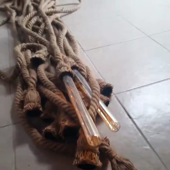 Grand 40-Arm Linear Jute Rope Chandelier - Extra Long Customizable Cascade Lighting - Homeartparis production