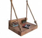 Homeartparis Handcrafted Rustic Wall-Mounted Rope Swing Table with Sconce Set