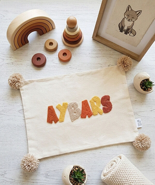 baby pillow Text  Pillow, Punch Needle Personalized Cushion Cover, Rectangular Name Pillow, Linen Decor Gift