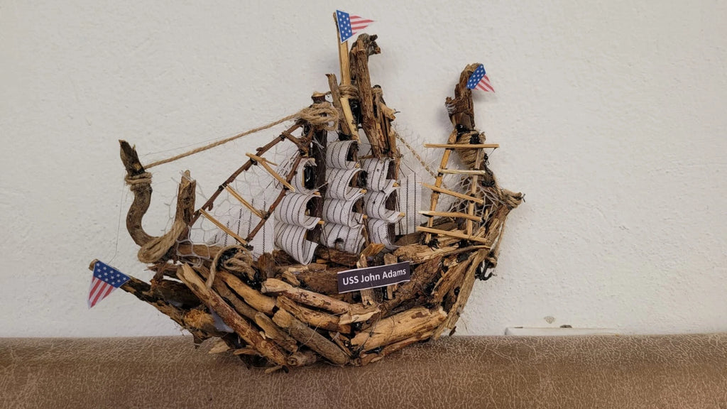 The USS John Adams Wooden Model Boat Driftwood Art Homeartparis production