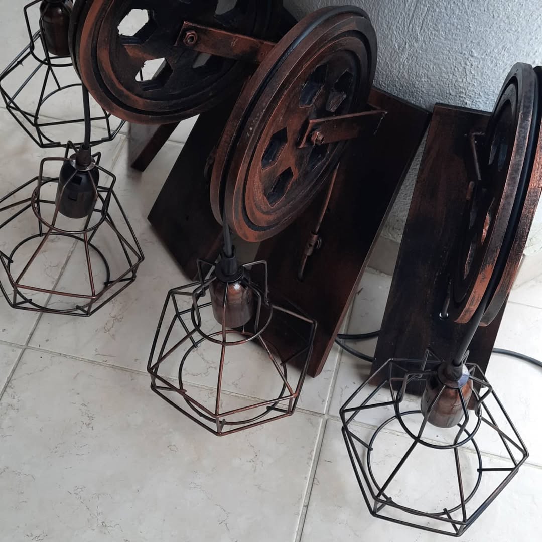 Vintage Cage Wall Sconce, Rustic Pulley Lamp, Wood & Rope Wall Light Fixture, Bar - Man Cave Decor