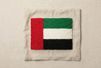 Homeartparis UAE Flag Punch Needle Pillow, 40x40 cm (16x16 inc) Handmade Decorative Cushion, Breathable Beige Linen Fabric with Soft Insert, Removable