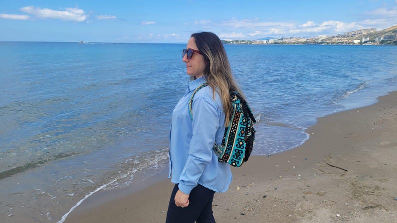 Ethnic Boho Backpack - Handwoven Authentic Kilim Pattern Travel Bag by Seval Özsoy - Unique Bohemian Rucksack - Artisan Kilim Accessory