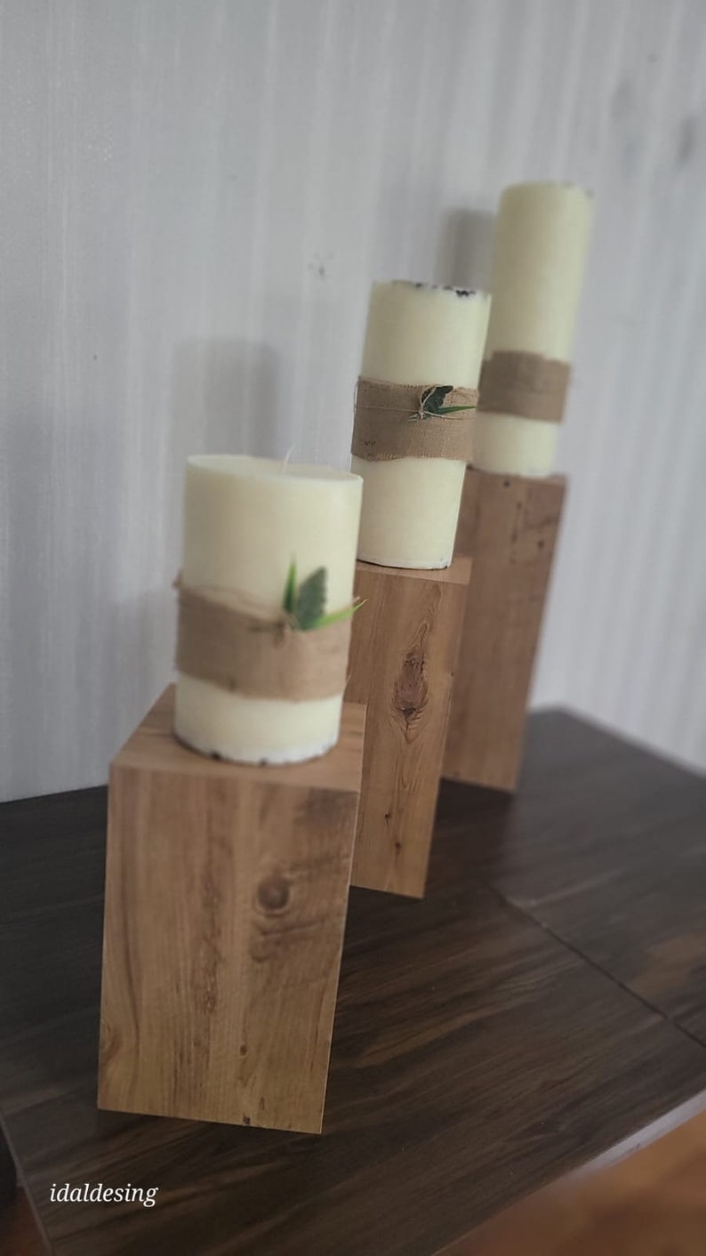 Large Tower Pillar Candle Set Rustic Mantle Decor Homeartparis production
