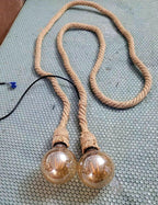 Handcrafted Natural Bamboo and 3-Light Rope Pendant Chandelier Homeartparis production