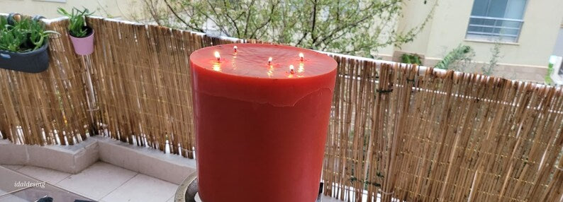 Customizable size red Pillar Candle Handmade Table Centerpiece Homeartparis production