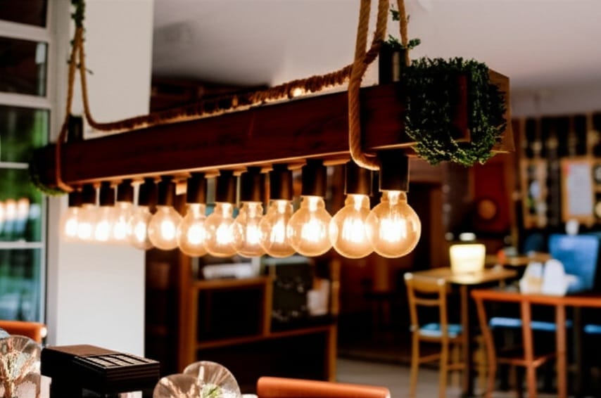 Vintage Barn Wood Beam and Rope Chandelier 8-Light Industrial Pendant Homeartparis production