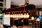 Vintage Barn Wood Beam and Rope Chandelier 8-Light Industrial Pendant Homeartparis production