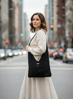 Home art paris Elegant Black Crochet Evening Bag - Designer Hand-Knitted Shoulder Bag by Seval Özsoy - Unique Formal Crossbody Purse with Vegan Leaher Strap