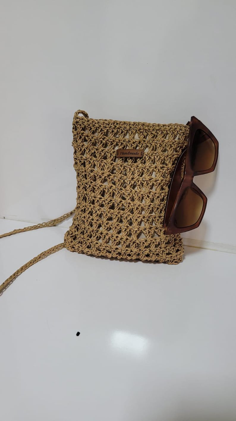 Minimalist Straw Crossbody Bag - Handmade Woven Raffia Style Purse by Seval Özsoy - Natural Boho Summer Bag - Unique Artisan Gift for Her