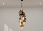 6-Light Natural Oak Branch and Rope Rustic Chandelier - Organic Homeartparis Design