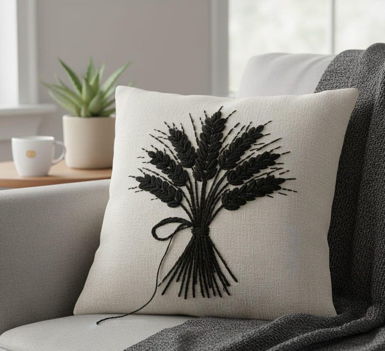 homeartparis Handmade Punch Needle Pillow, Minimalist Throw Pillow, Personalized Birthday Gift, 16x16 Linen Cover, Astrology Home Decor