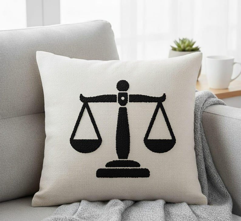 homeartparis Handmade Punch Needle Pillow, Minimalist Throw Pillow, Personalized Birthday Gift, 16x16 Linen Cover, Astrology Home Decor
