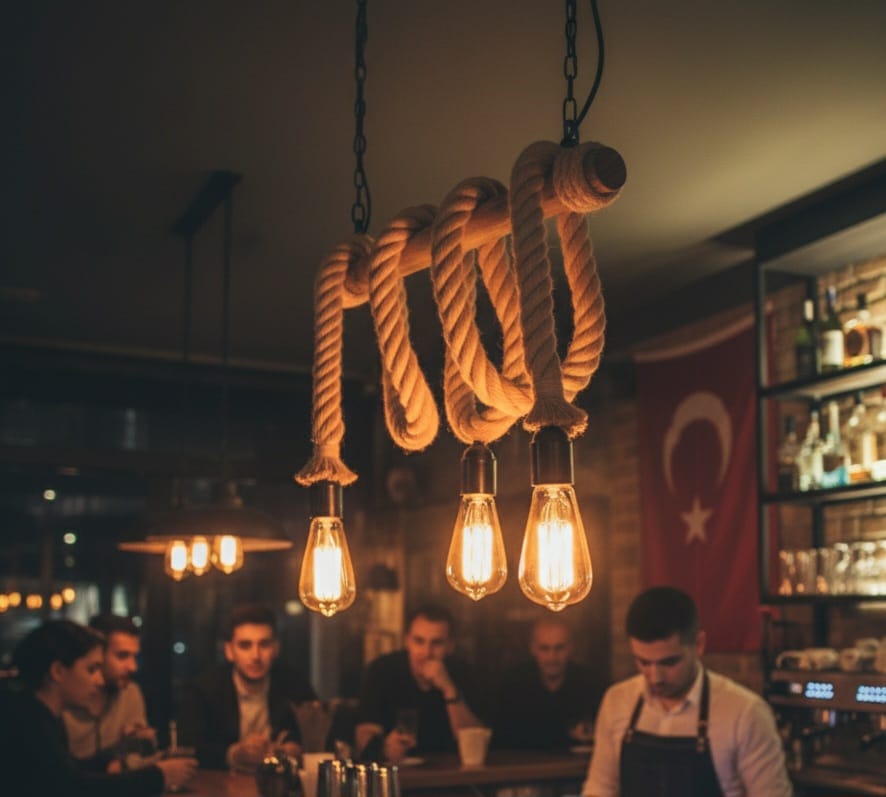 3-Light White Rope and Natural Wood Rustic Chandelier Homeartparis production