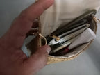 Handmade Straw Shoulder Bag - Bohemian Crossbody by Seval Özsoy - Natural Woven Summer Purse with Gold Ring Buckle - Unique Artisan Gift