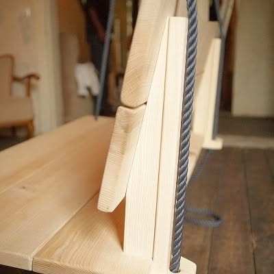 Artisan Handcrafted Solid Massive Wood Hanging Swing with Backrest - 140 cm Wide - Homeartparis production