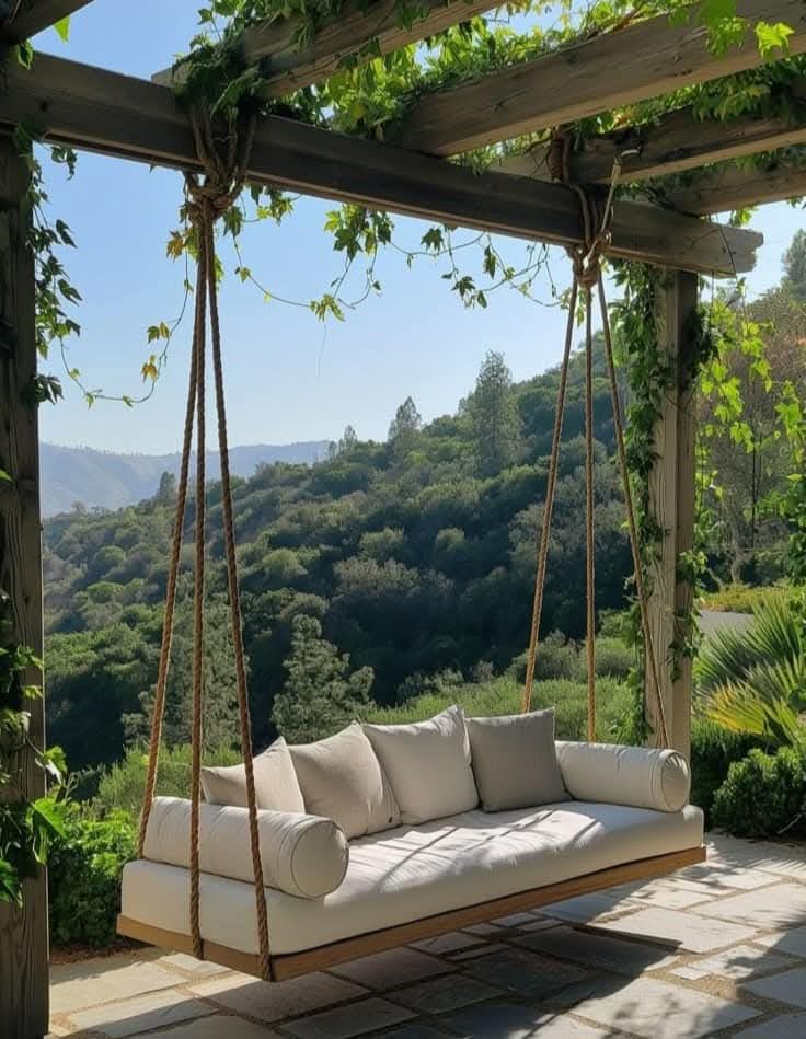 Mountain Lodge Porch Swing - Rustic Hanging Sofa & Cabin Style Pine Wood Lounge
