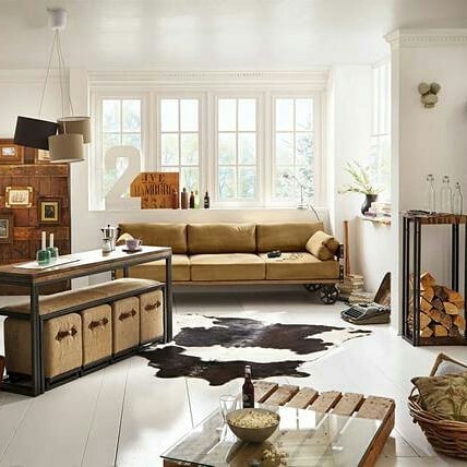 Rustic Industrial Solid Spruce Wood Sofa with Wheels Homeartparis production