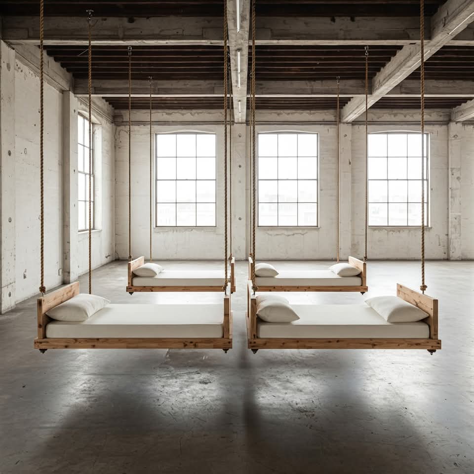 Desing Hanging Swing bed Set | Includes Cushion & Pillow, 70x190 cm Porch Swing, Modular Joinable Design, Floating Sofa