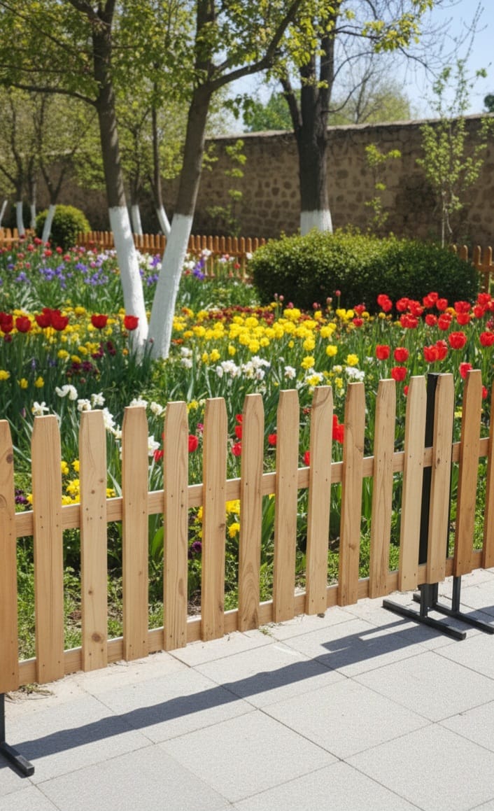 Freestanding Wood Picket Fence Panel, Portable Retail Store Barrier, Modular Event Booth Display, Customizable Pine Wood Fence Section by homeartparis