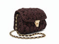 The Crochet Brown Bag with Gold Chain, Handmade Popcorn Stitch Purse, Elegant Evening Bag, Gift for Her by SevalDesing
