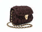 The Crochet Brown Bag with Gold Chain, Handmade Popcorn Stitch Purse, Elegant Evening Bag, Gift for Her by SevalDesing