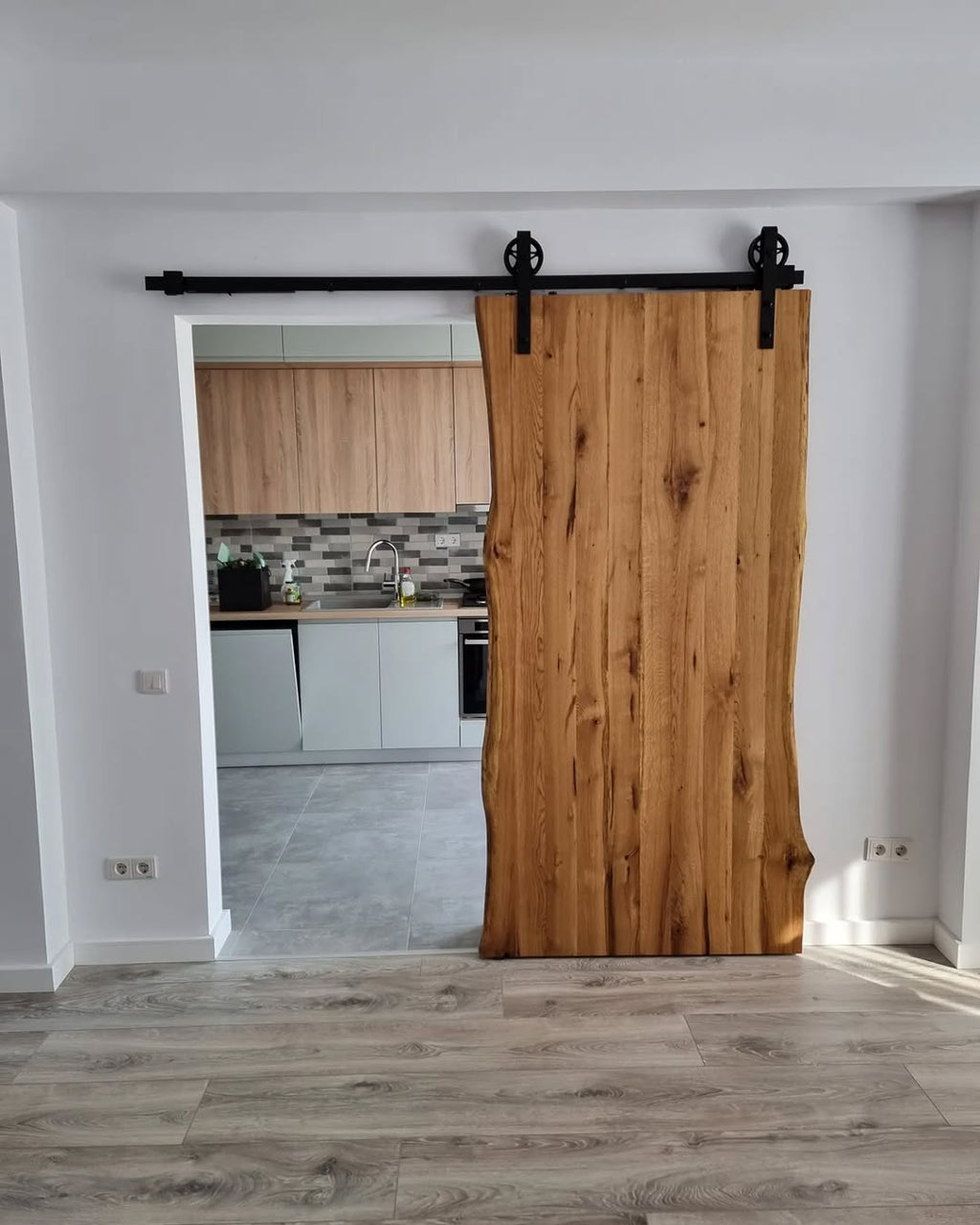 Solid Wood Sliding Barn Door - Custom Artisanal Interior Door with Hardware - Homeartparis production