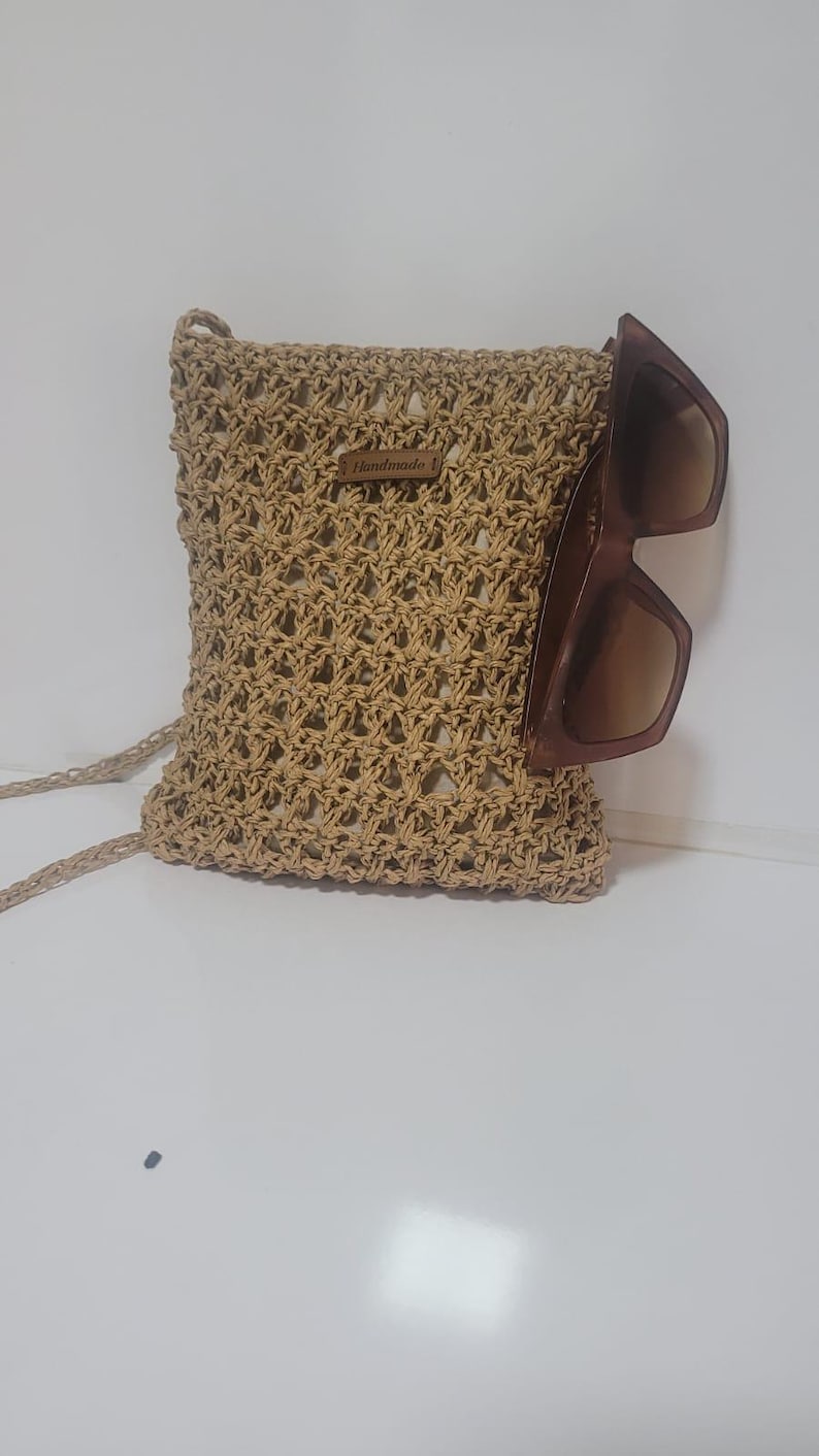 Minimalist Straw Crossbody Bag - Handmade Woven Raffia Style Purse by Seval Özsoy - Natural Boho Summer Bag - Unique Artisan Gift for Her