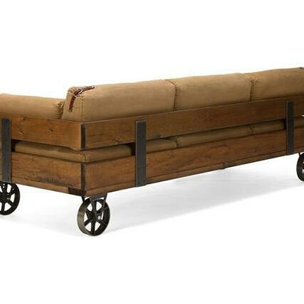 Rustic Industrial Solid Spruce Wood Sofa with Wheels Homeartparis production