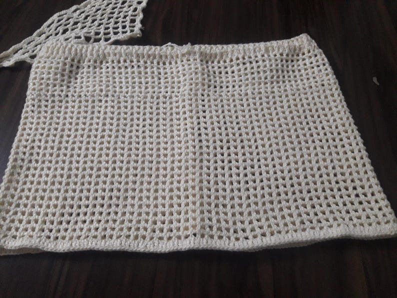 Handmade Crochet Mesh Mini Skirt - Boho Beach Cover Up Sarong - Festival Style Hollow Out Summer Skirt - Home Art Paris