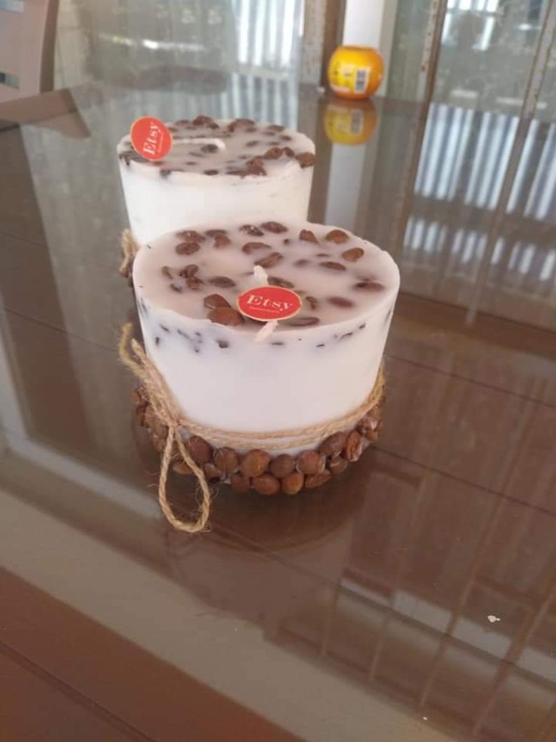 Coffee Bean Scented Candle,2 pcs set Handmade Paraffin Wax Decor, Home & Office Gift, Housewarming Present, Coffee Lover Gift, Cafe Decor Homeartparis production