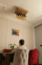 Wood Chandelier, Stairwell Lighting Fixture, 12-Light Rustic Lamp, High Ceiling & Kitchen Island Pendant chandelier