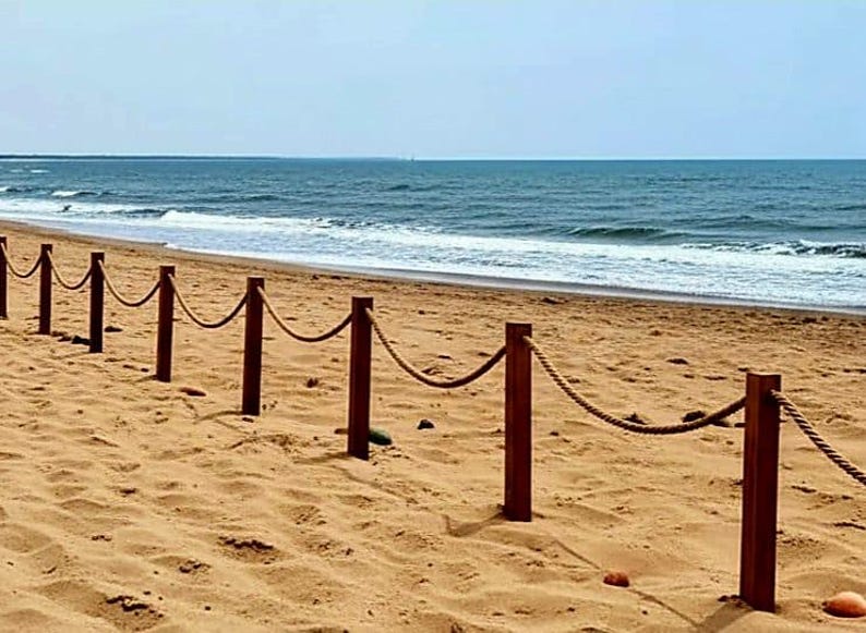Wood Rope Fence Kit 4 Wood Posts Coastal Garden Border Jute Option Homeartparis production