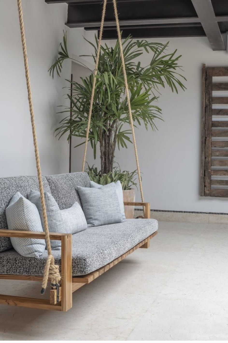 Porch Swing - Rustic Hanging Sofa & Cabin Style Pine Wood Lounge