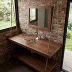 Homeartparis Handcrafted 2-Tier Hanging Vanity Set - Floating Rustic Bathroom Unit with Mirror