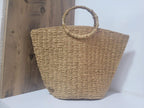 The Homeartparis Oversized Straw Tote Bag - Handmade Raffia Beach Bag by Seval Özsoy - Large Summer Vacation Bag with Bamboo-Look Handles - Chic Bohemian Gifts