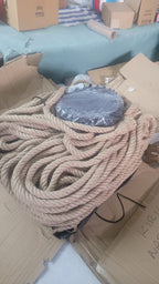 Grand 35-Arm Jute Rope Chandelier - Large Industrial Round Pendant Light - Homeartparis production