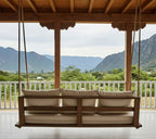 Mountain Lodge Porch Swing - Rustic Hanging Sofa & Cabin Style Pine Wood Lounge