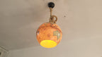Vintage World Map Pendant Light - Handcrafted Nautical Hanging Globe Lamp with Adjustable Rope