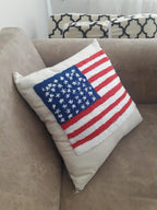 homeartparis Punch Needle American Flag Pillow Cover | Tufted USA Flag Cushion | Patriotic Home Decor Accent | Handmade 4th of July Gift
