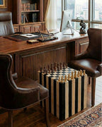 exquisite handcrafted chess table, a premium Homeartparis production. Designed with a perfect blend of functionality and artisan aesthetics, this solid wood table serves as both a professional