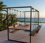 Home art paris Swing Table Dining Set - 1.3 Ton Capacity Heavy-Duty Metal Frame Commercial Furniture by home art paris