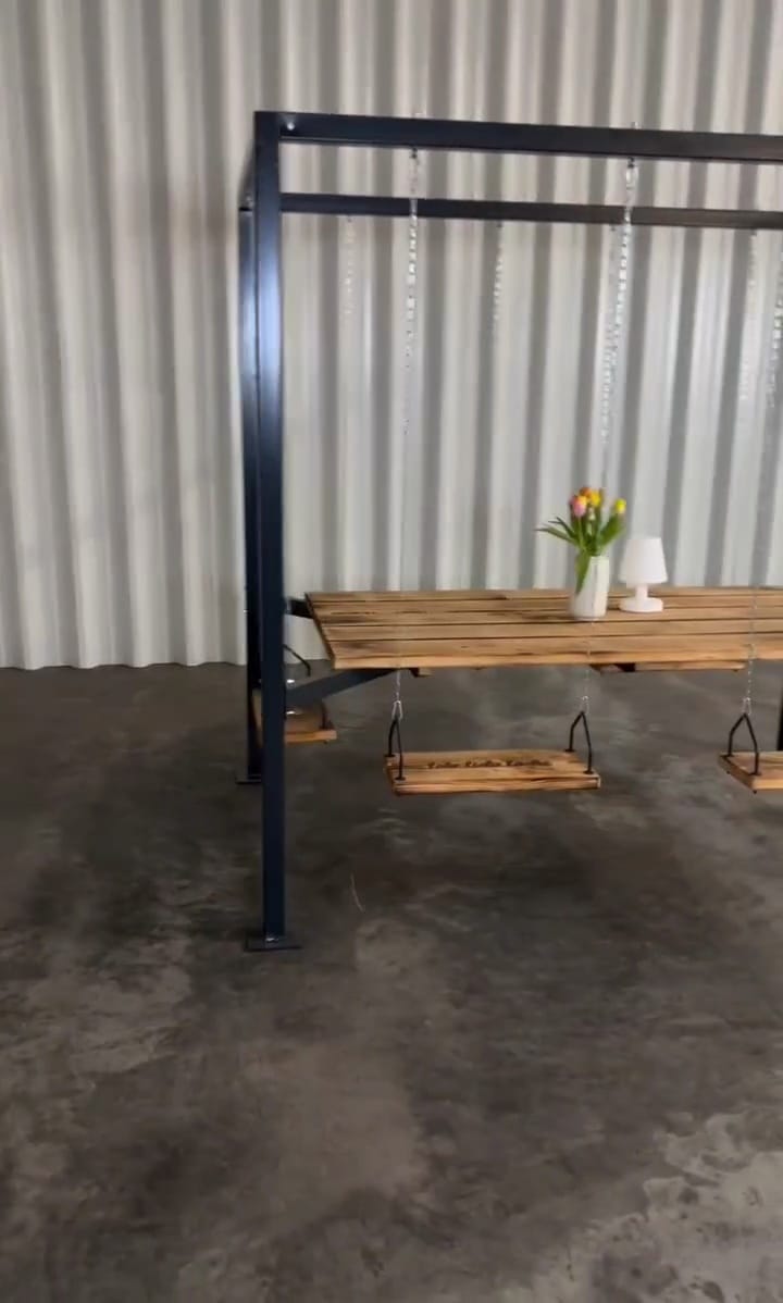 The Swing Table porch garden Dining Set - 1.3 Ton Capacity Heavy-Duty Metal Frame Commercial Furniture by home art paris