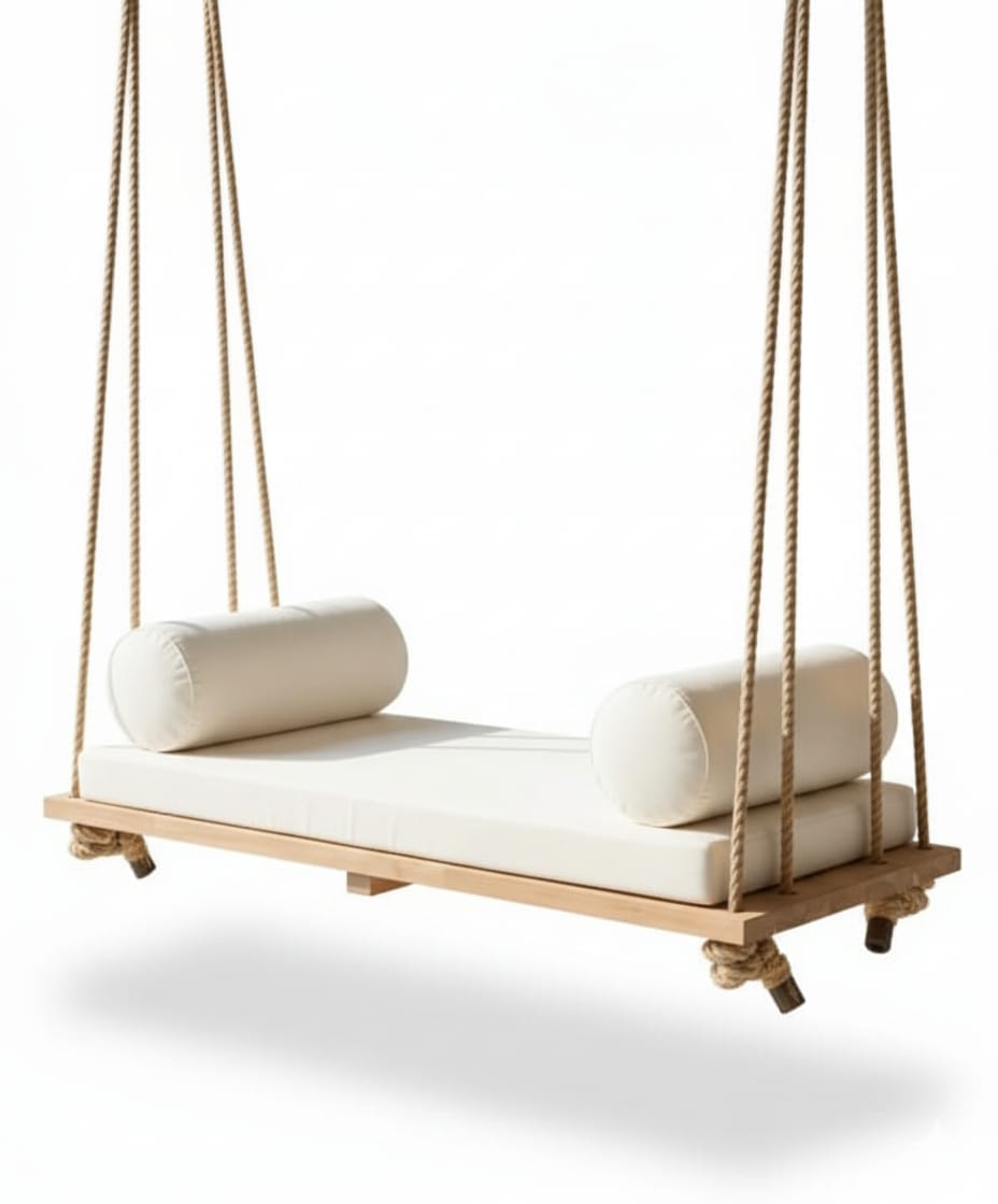 Modern Massive Wood Hammock-Style Hanging Swing - 140 cm - Homeartparis production