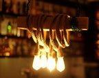 Vintage Rustic Solid Wood Beam Chandelier with 4 Hanging Rope Sockets Homeartparis production