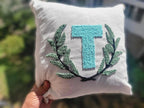 homeartparis Monogram Initial Punch Needle Pillow Cover, Custom Letter & Color, Linen Cushion Case, Personalized Gift