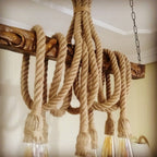 Hand Carved Mythological Snake Wood Chandelier with Jute Rope Vintage Beam Lighting Homeartparis production