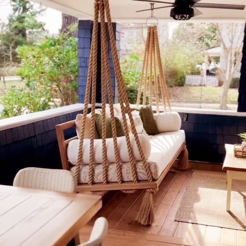 Handmade Rustic Porch Swing & Lounger | Pine Wood Swing Homeartparis