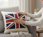 Homeartparis Punch Needle UK Flag Pillow - Handmade Union Jack Tufted Cushion by Seval Özsoy - Patriotic British Decor - Available as Cover Only or with Filling