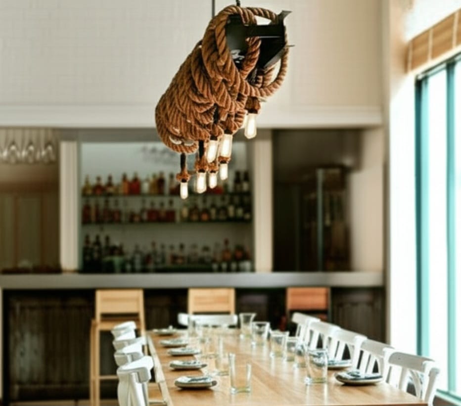 Rustic Industrial Metal and Rope Chandelier 100 cm Large Pendant Light Homeartparis production